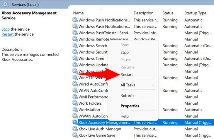 Select &ldquo;Restart&rdquo; in the menu.