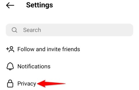 Select &ldquo;Privacy.&quot;
