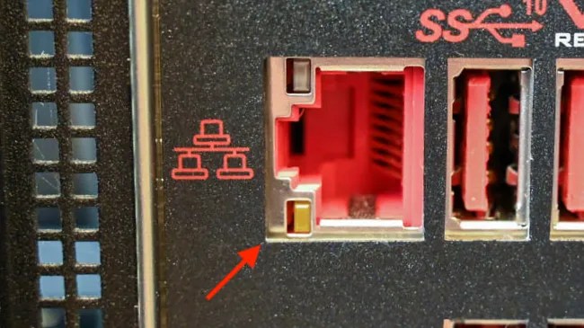 Ethernet port on a desktop computer