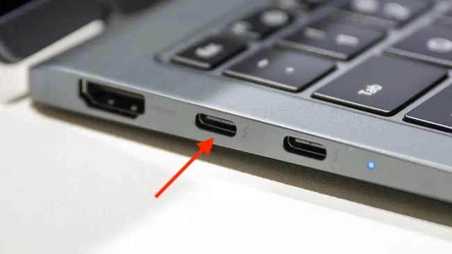 Thunderbolt (USB-C) port on a Samsung Galaxy Book 3 Pro 360