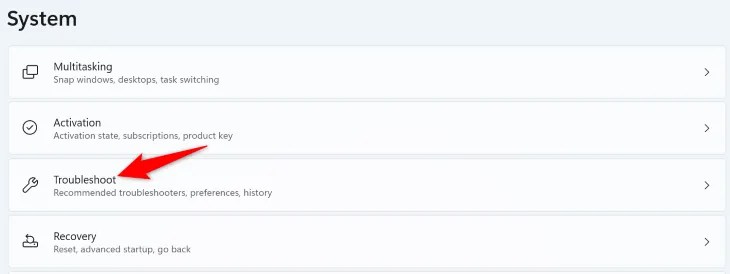Select &ldquo;Troubleshoot&rdquo; in the menu.