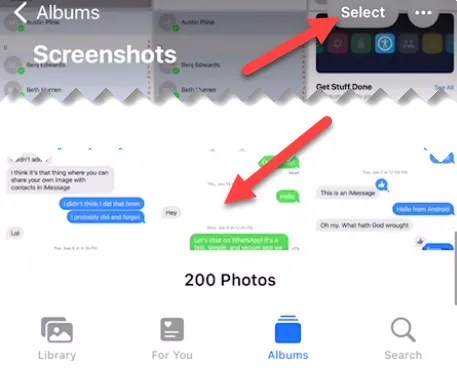 Tap &quot;Select&quot; and choose screenshots.