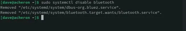 Disabling the bluetooth service