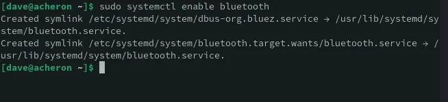 Enabling the bluetooth service