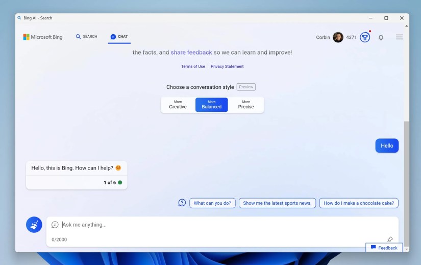 Bing window