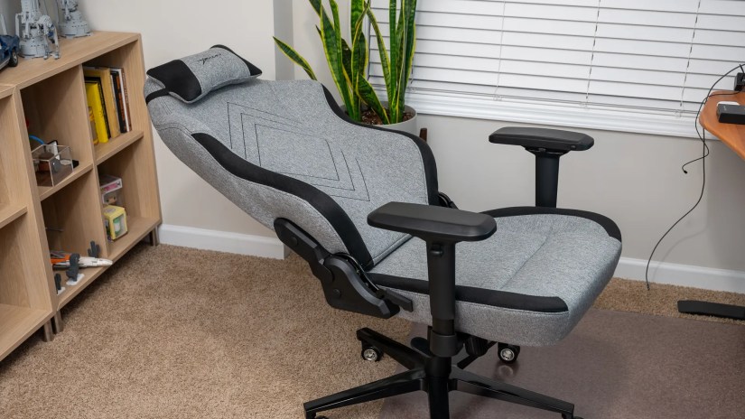E-Win Champion Series CPG Fabric Gaming Chair laid almost flat