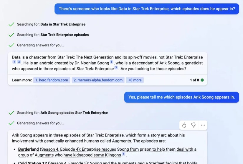 &ldquo;Data is a character from Star Trek: The Next Generation and its spin-off movies, not Star Trek: Enterprise12. He is an android created by Dr. Noonian Soong3, who is a descendant of Arik Soong, a geneticist who appeared in three episodes of Star Trek: Enterprise3. Are you looking for those episodes?&quot;