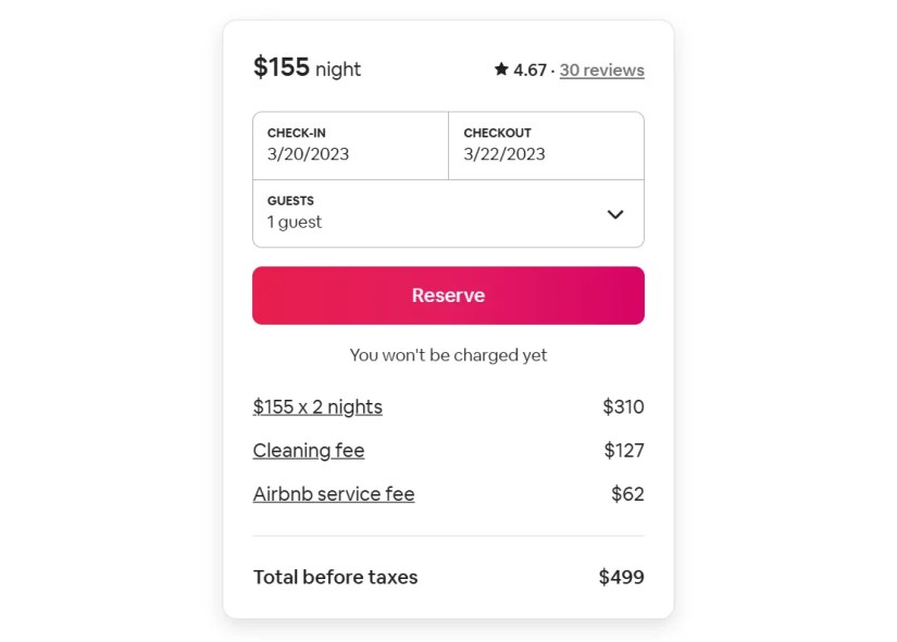 airbnb listing fees