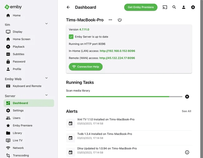 Emby media server backend