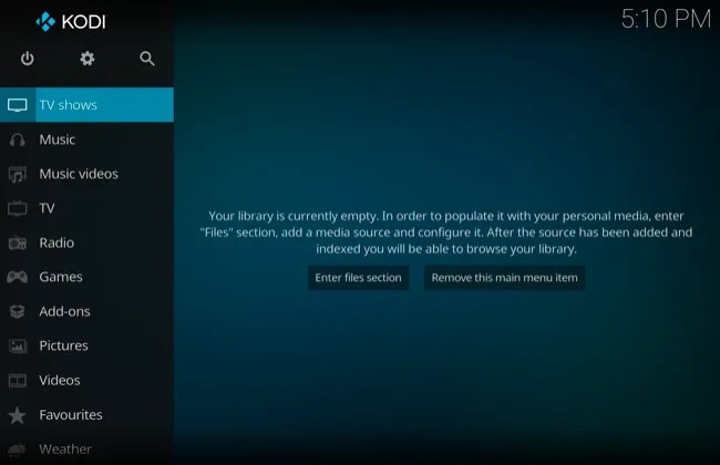 Kodi media center front-end