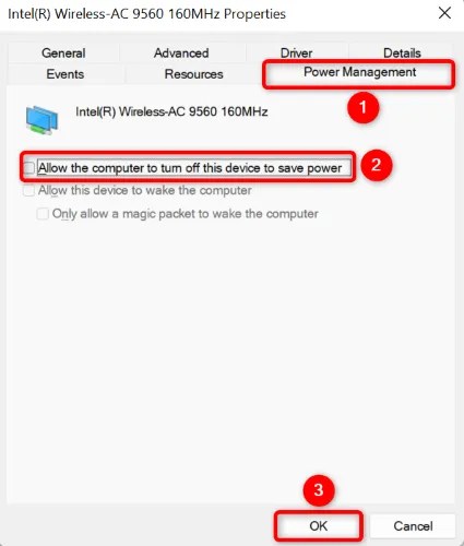 Disable the turn off option and select &ldquo;OK.&quot;