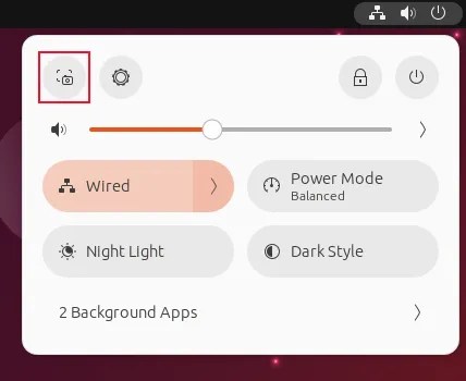 The GNOME 44 system menu screenshot icon