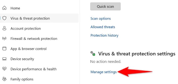 Select &ldquo;Manage Settings.&quot;