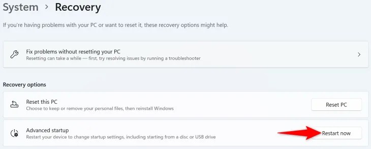 Select &ldquo;Restart Now.&quot;