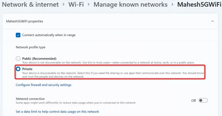 Select the &ldquo;Private&rdquo; option.