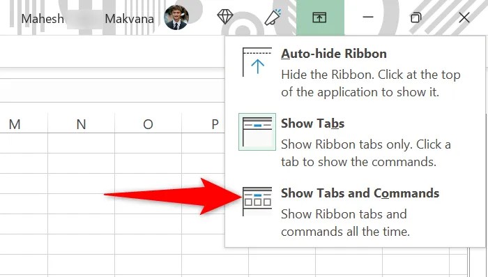 Choose &ldquo;Show Tabs and Commands.&quot;