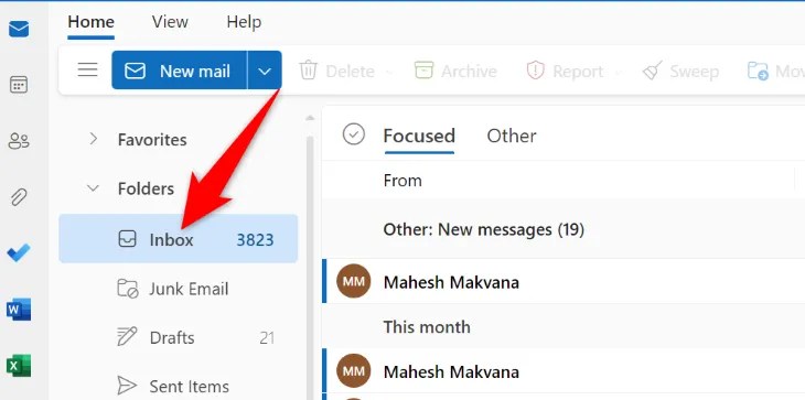 Open the email folder.