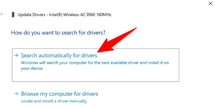 Choose &ldquo;Search Automatically for Drivers.&quot;