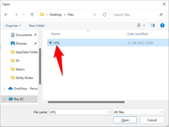 Select the file to exclude.