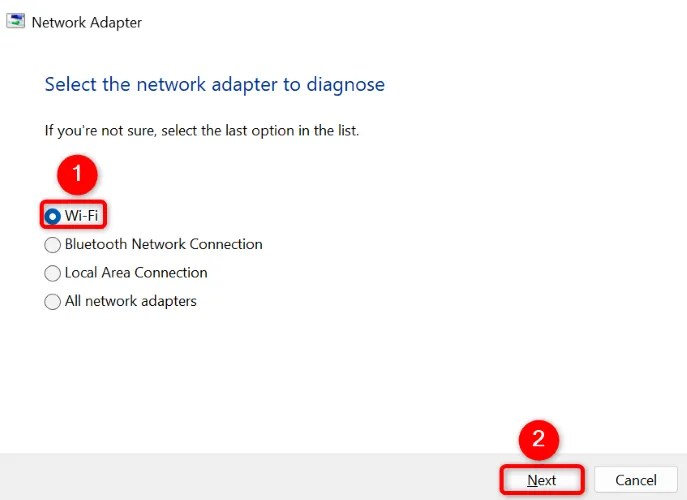 Choose &ldquo;Wi-Fi&rdquo; and select &ldquo;Next.&quot;