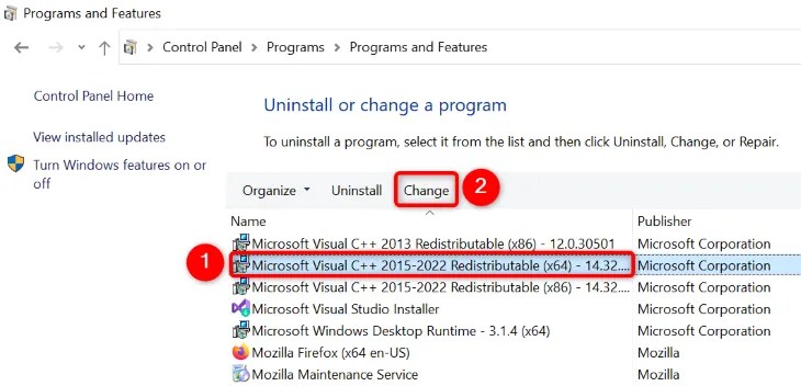 Select &ldquo;Change&rdquo; at the top.