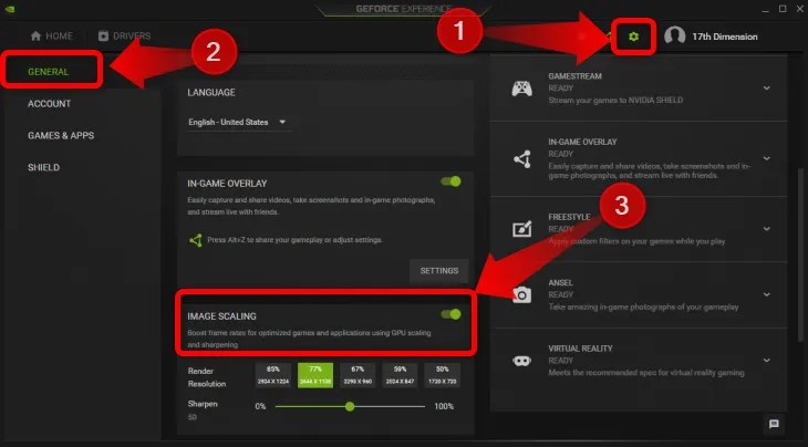 To Enable Image Scaling, click on the settings icon in the form of a cog, select