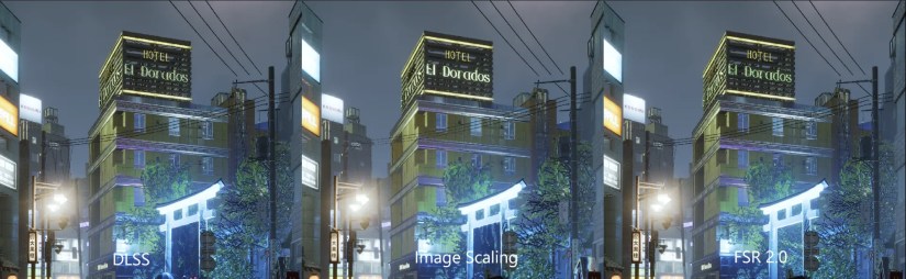 Visual Comparison between Nvidia DLSS, Nvidia Image Scaling, and AMD FSR