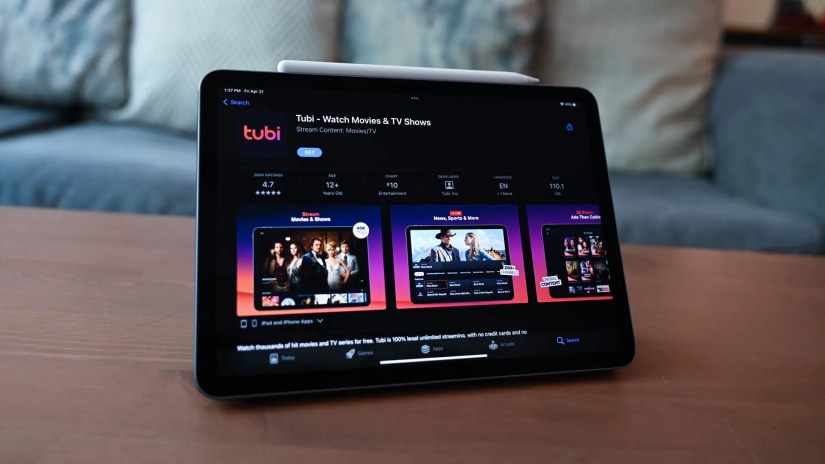 Downloading Tubi on an iPad from the App Store
