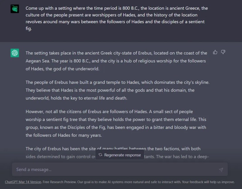 ChatGPT comes up with a setting called Erebus in Greece.