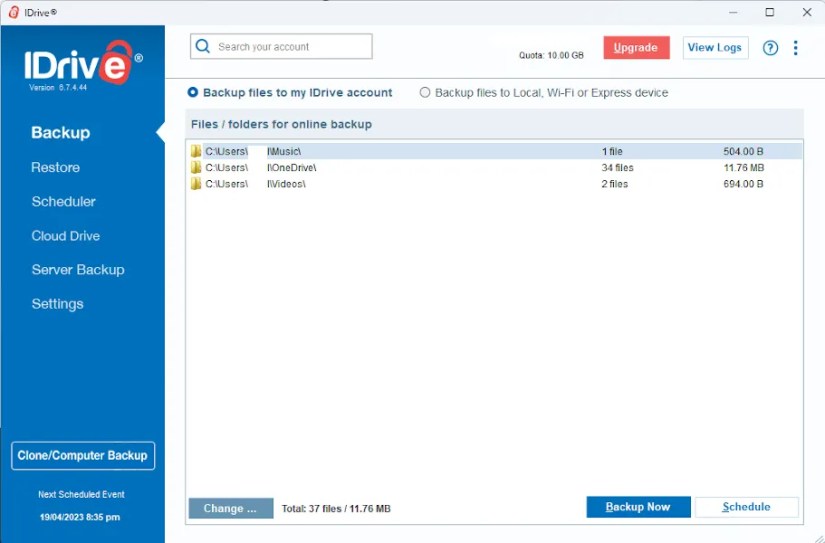 IDrive&rsquo;s Desktop client