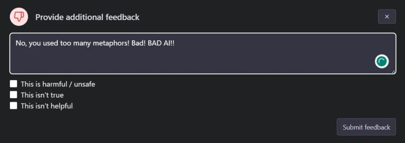 A user getting angry and giving ChatGPT negative feedback.
