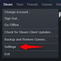 Click &ldquo;Steam&rdquo; at the top of the Steam client and choose &ldquo;Settings.&quot;