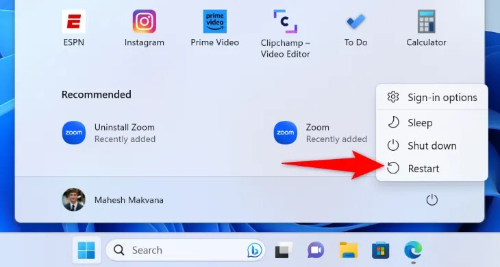 Click &ldquo;Restart.&quot;