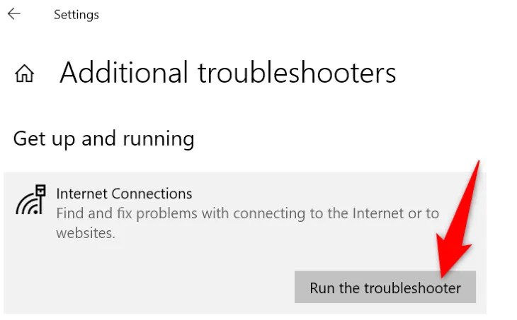 Click &ldquo;Run the Troubleshooter.&quot;
