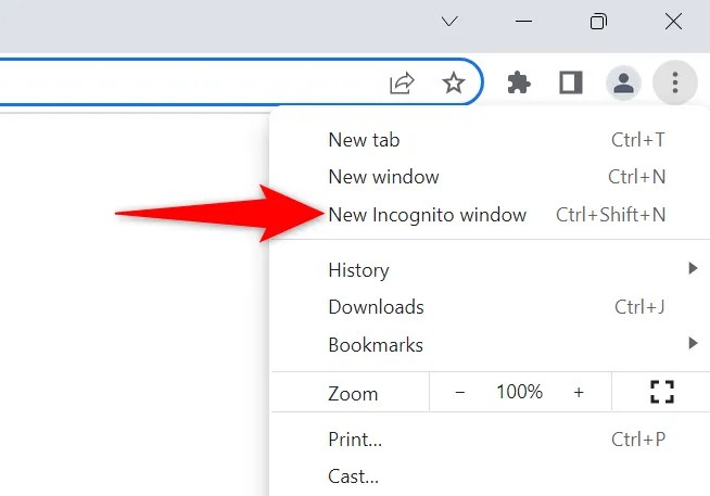 Click &ldquo;New Incognito Window.&quot;