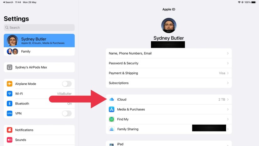 Tap on iCloud