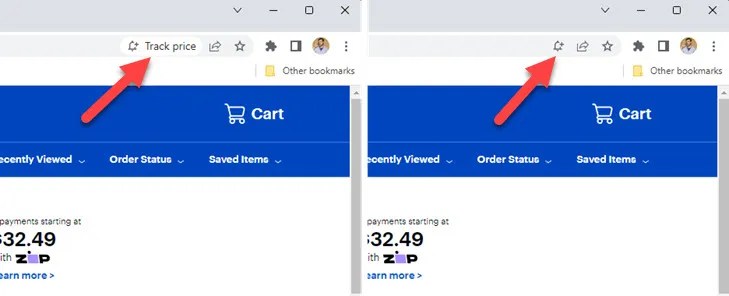 Click the price tracking button.