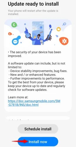 Tap &ldquo;Install Now.&quot;