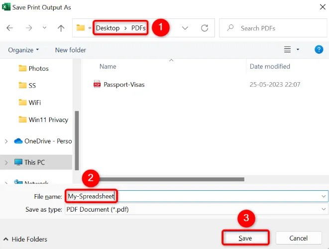 Save the Excel spreadsheet as a PDF.
