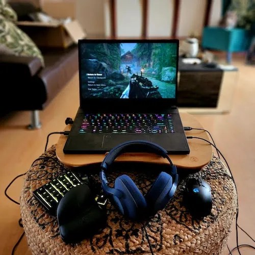 Gaming Laptop on Lap Desk
