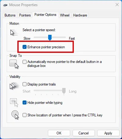 disabling enhanced pointer precision