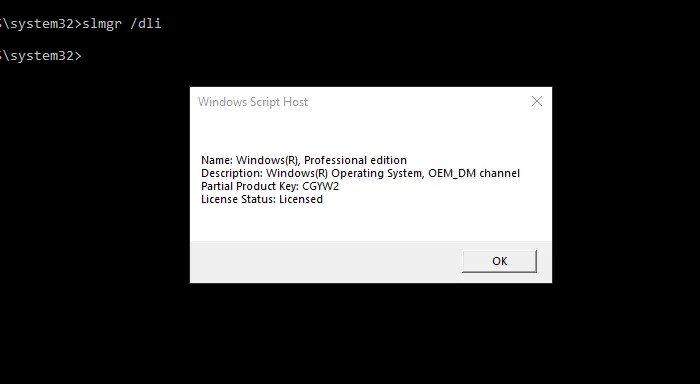 viewing Windows 10 license details