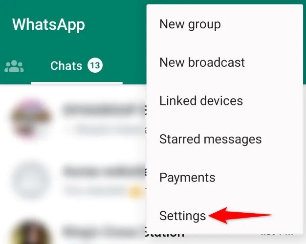 Select &ldquo;Settings&rdquo; in the menu.