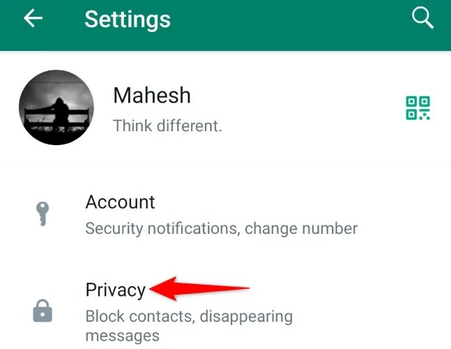 Select &ldquo;Privacy.&quot;