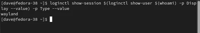 Using the loginctl command on Fedora Linux, to determine if Wayland or X11 is in use