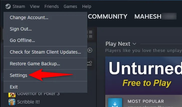 Click &ldquo;Settings.&quot;