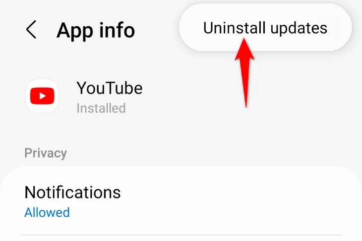 Tap &ldquo;Uninstall Updates.&quot;