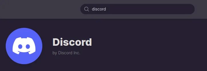 Searching for the Discord application on Flathub