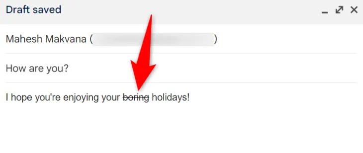 Strikethrough text in Gmail.