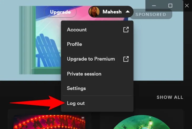 Select &ldquo;Log Out.&quot;